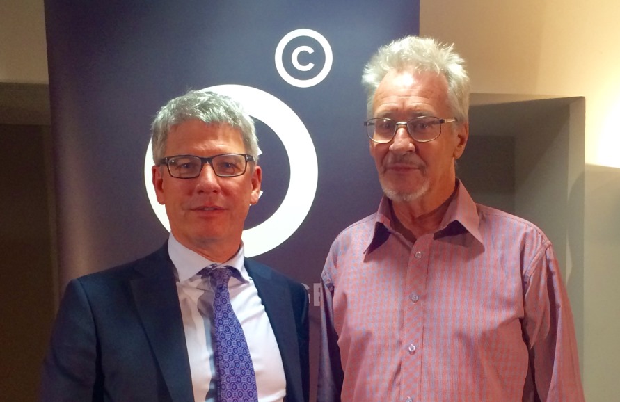 Copyright Agency CEO Adam Suckling (left) with author Mark Henshaw